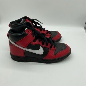 Boys Sz 6Y Nike Dunk High PS BLACK UNIVERSITY RED Sneakers Kids Bread DD2314-003